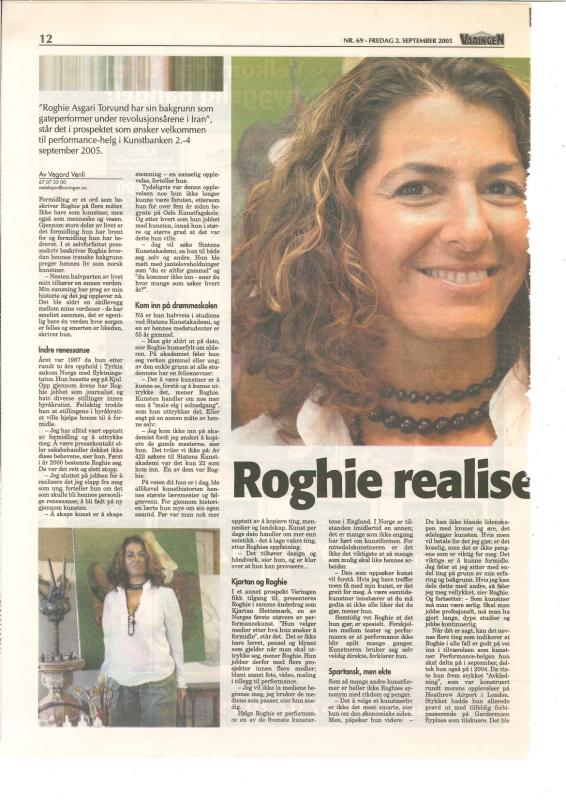 Faksimilie fra intervju med Roghieh Asgari Torvund i Varingen 02.09.2005