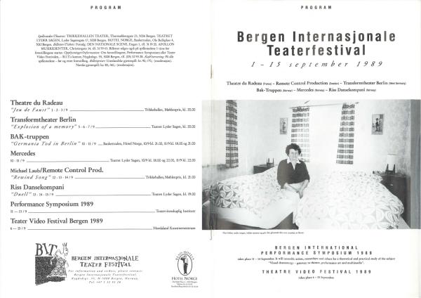 Festivalprogram for Bergen Internasjonale Teaterfestival '89 (1989)