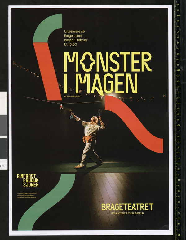 Plakat fra Rimfrost Produksjoner og Brageteatrets produksjon Monster i magen (2020)