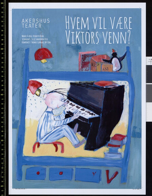 Plakat for Akershus Teaters produksjon Hvem vil være Viktors venn? (2014). 
