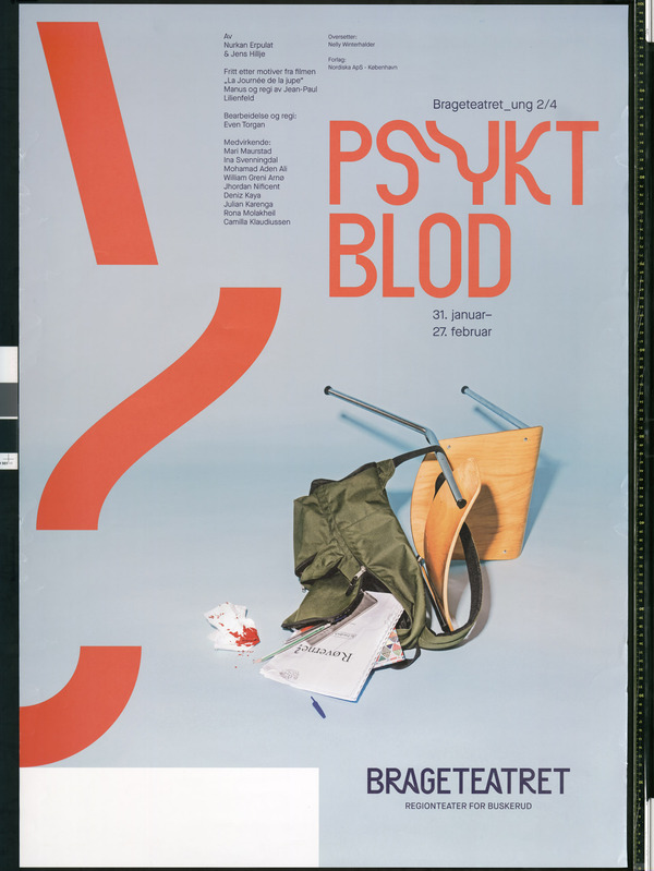 Plakat fra Brageteatrets produksjon Psykt Blod (2020).