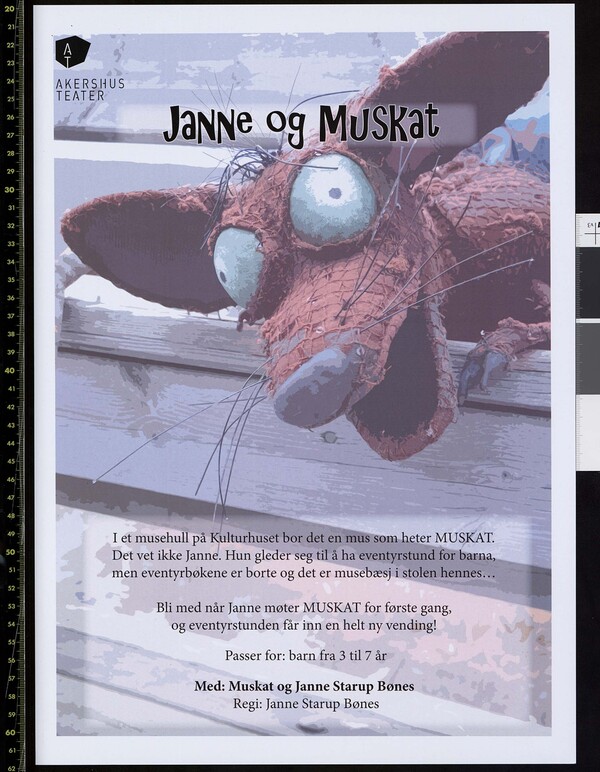 Plakat for Akershus Teaters produksjon Janne og Muskat (2015)