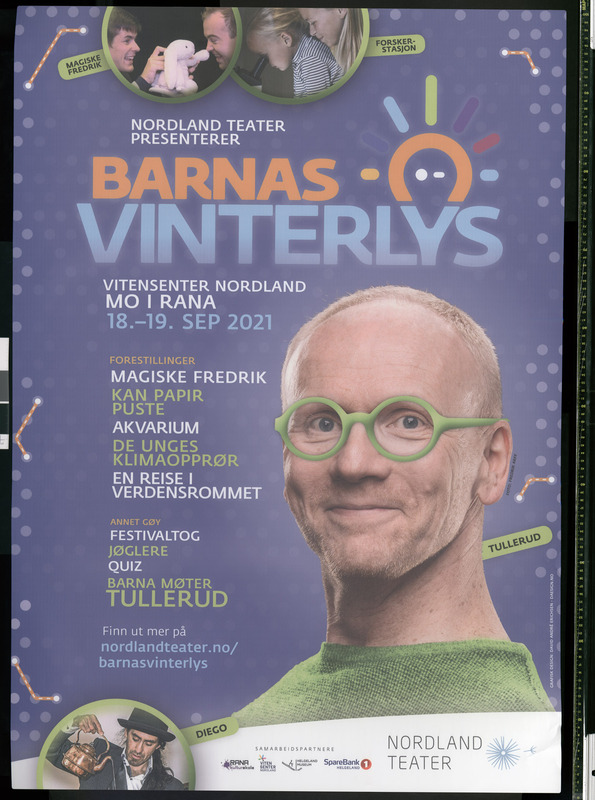 Plakat for Nordland Teaters festival Vinterlysfestivalen, 2021.