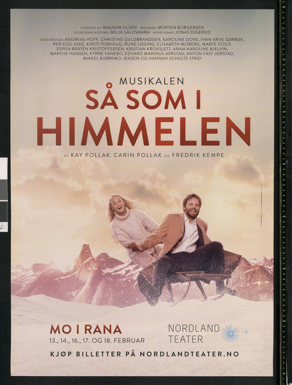Plakat fra Nordland Teaters produksjon Så som i himmelen (2021).