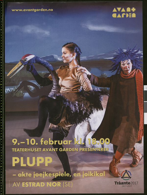 Plakat for  Estrad Norr og Åarjelhsaemien teateres produksjon Plupp