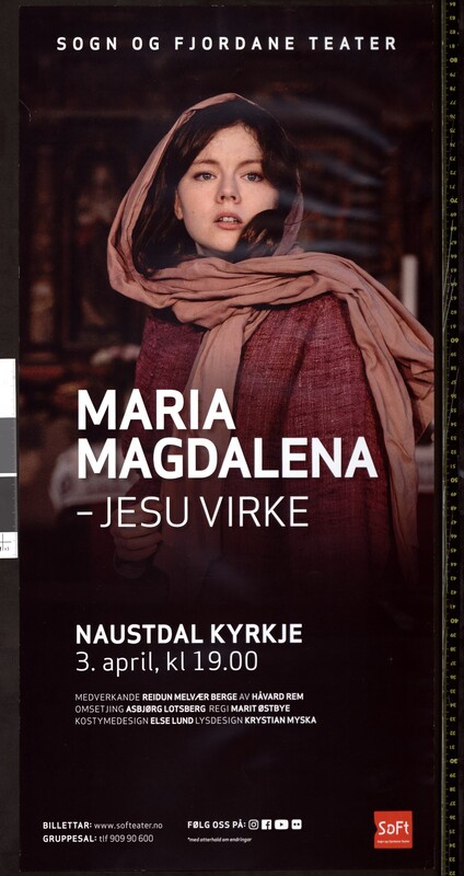 Plakat for Sogn og Fjordane Teaters produksjon "Maria Magdalena - Jesu virke" (2019)
