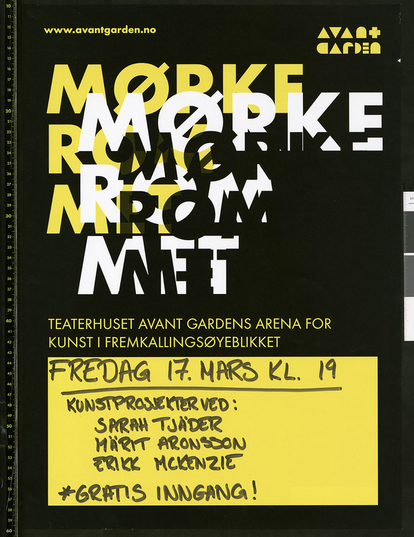 Plakat for Avantgardens produksjon Mørkerom (2017)