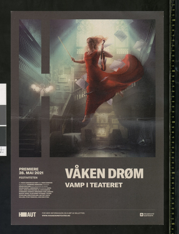 Plakat fra Rogaland Teaters produksjon Våken Drøm. Vamp i teateret (2021).