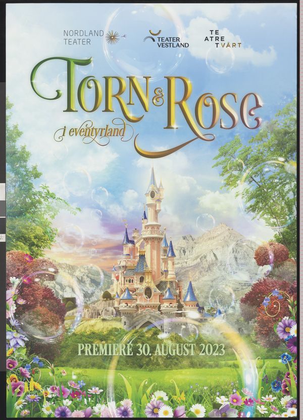 Plakat for Nordland Teaters produksjon Torn & Rose i eventyrland (2023).