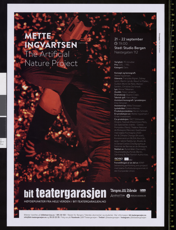 Plakat for Mette Ingvartsens produksjon The Artificial Nature Project (2012)