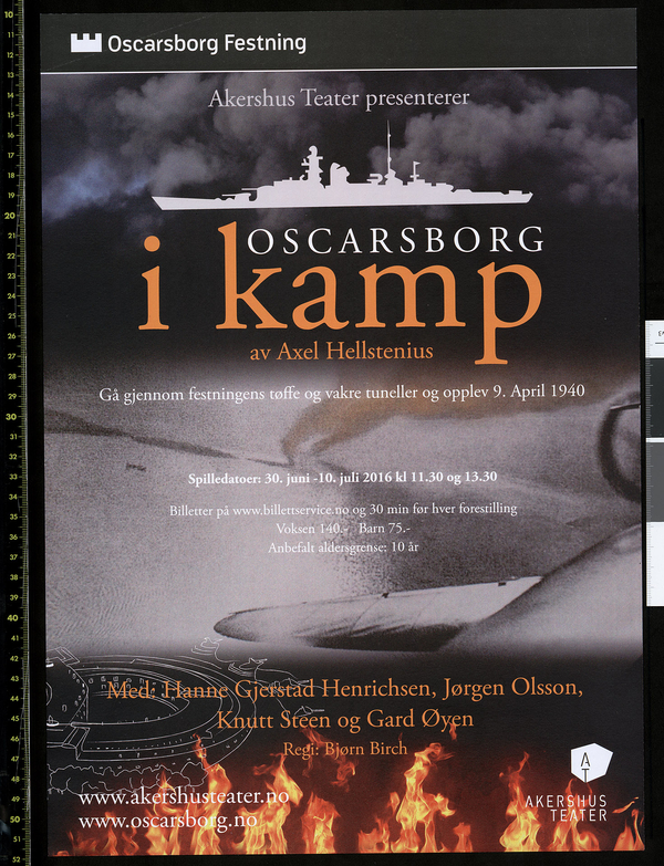 Plakat for Akershus Teaters produksjon Oscarsborg i kamp (2013).