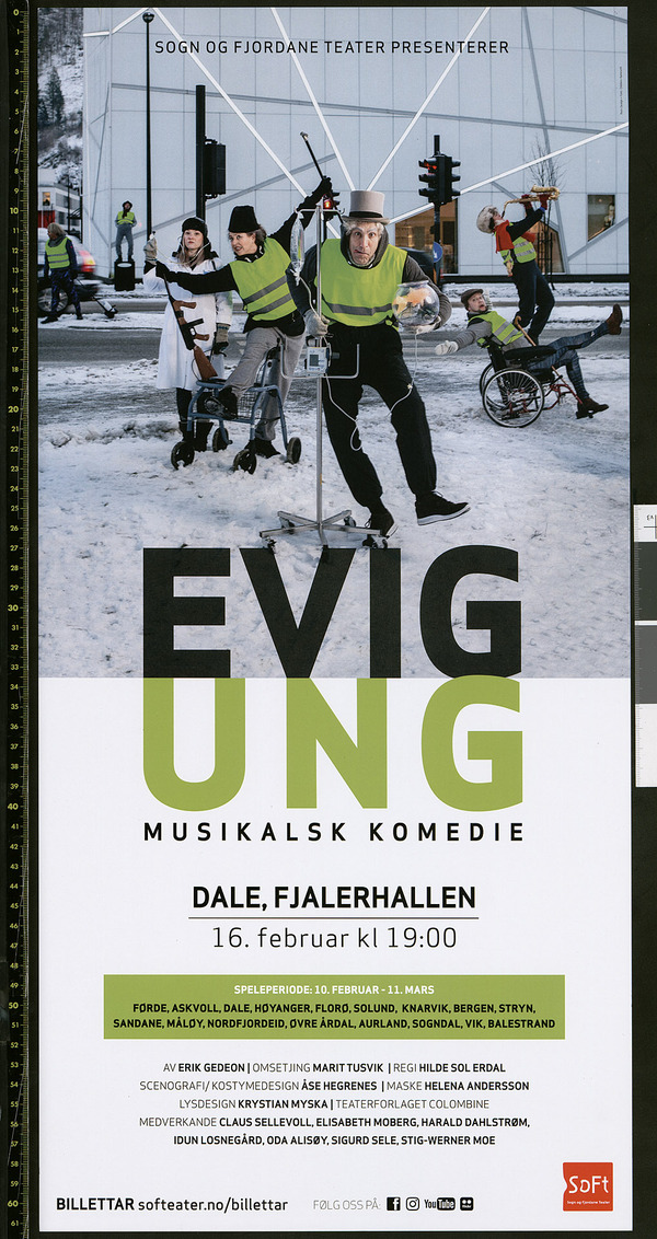 Plakat for  Sogn og Fjordane Teaters produksjon Evig ung (2017). 