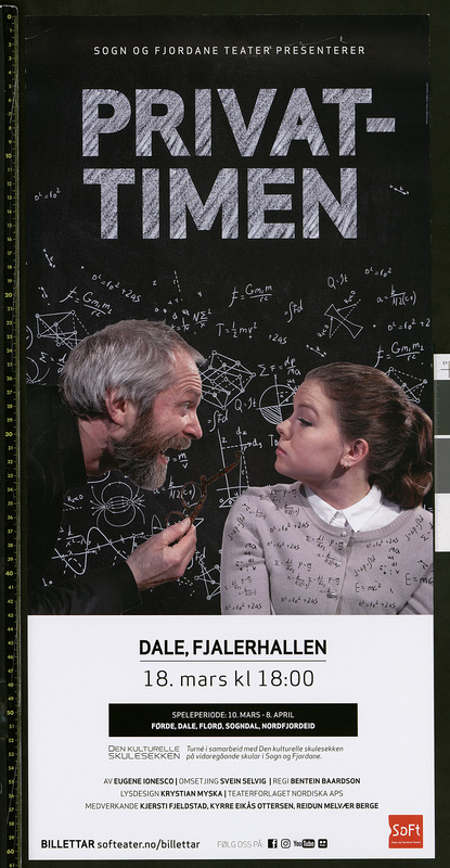 Plakat for  Sogn og Fjordane Teaters produksjon Privattimen (2017). 