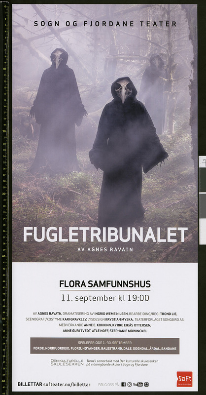 Plakat for  Sogn og Fjordane Teaters produksjon Fugletribunalet (2017). 