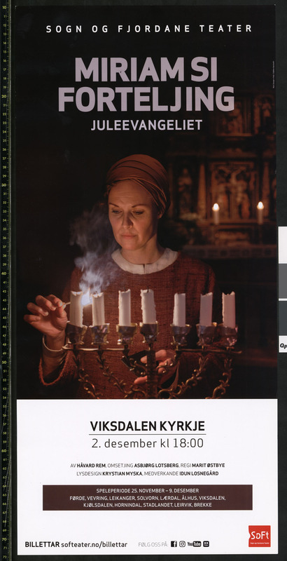 Plakat for Sogn og Fjordane Teaters produksjon "Juleevangeliet - Miriam si forteljing"