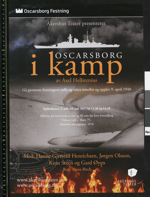 Plakat for Akershus Teaters produksjon Oscarsborg i kamp 
