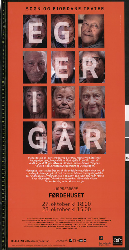 Plakat for Sogn og Fjordane Teaters produksjon "Eg er i går" (2018)