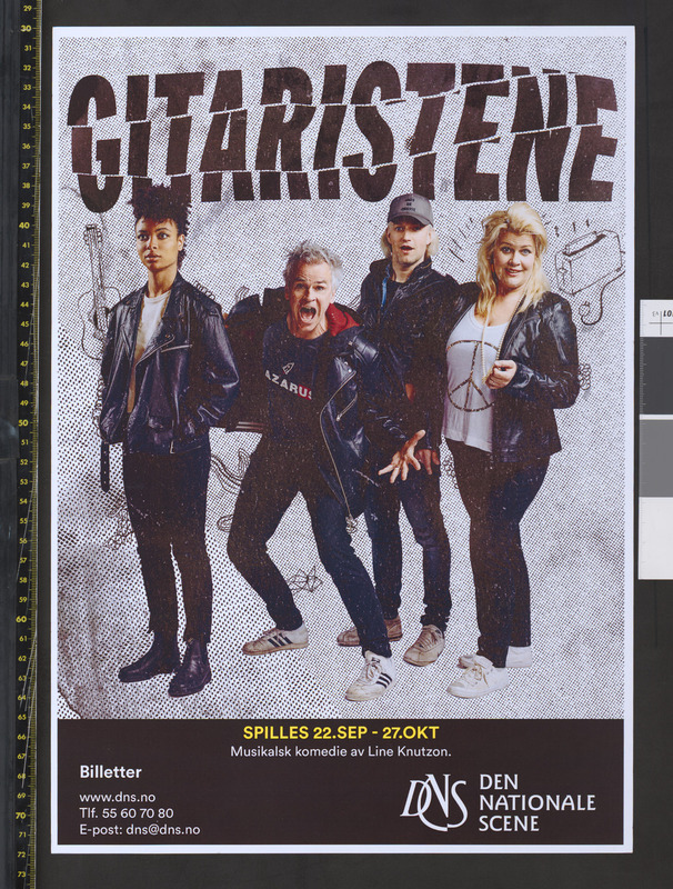 Plakat for Den Nationale Scenes produksjon Gitaristene (2018). 