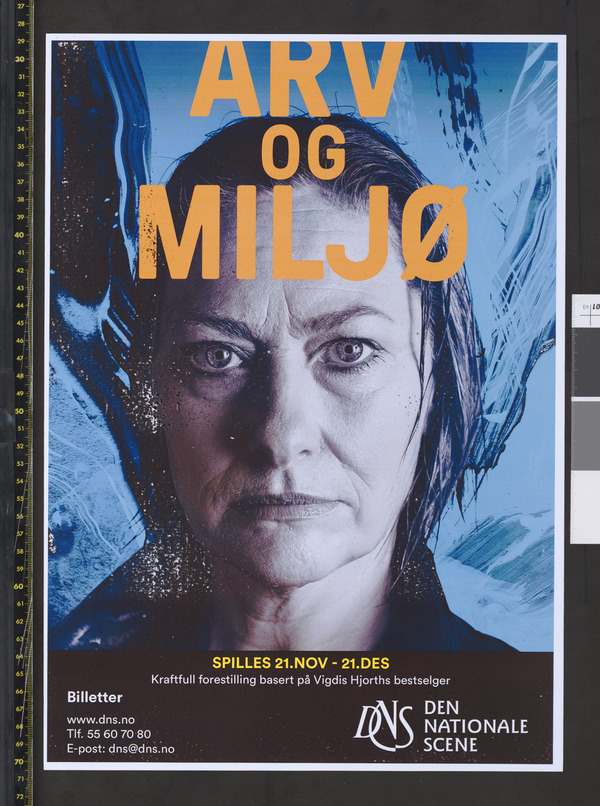 Plakat for Den Nationale Scenes produksjon Arv og Miljø (2018). 