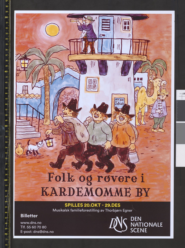 Plakat for Den Nationale Scenes produksjon Folk og røvere i Kardemomme by (2018). 