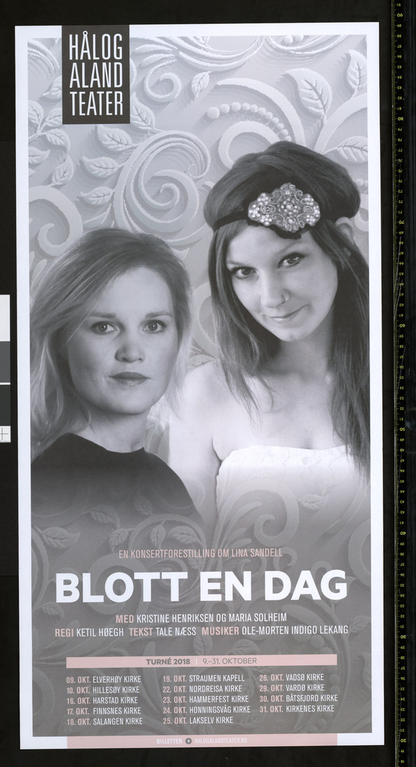 Plakat for Hålogaland Teaters produksjon Blott en dag (2018). 