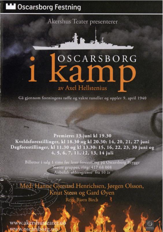 Program for Akershus Teaters produksjon "Oscarsborg i kamp" (2013)