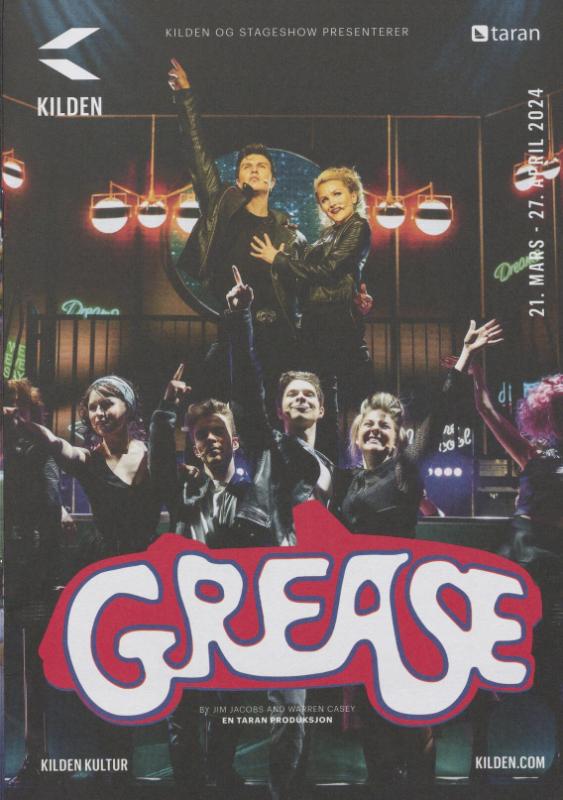 Forestillingsprogram til Kilden teaters produksjon Grease (2024).