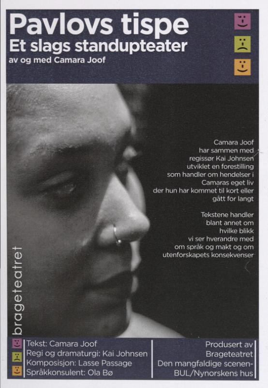 Forestillingsprogram for Brageteatrets produksjon Pavlovs tispe - et slags standupteater 