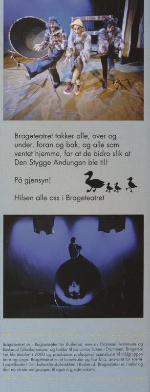 Program fra Brageteatrets produksjon  Den stygge andungen (2012)