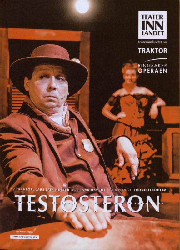 Forestillingsprogram for Teater Innlandets produksjon Testosteron (2018). 