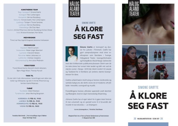 Program for Simone Grøtte Produksjoners produksjon Å klore seg fast (2020).