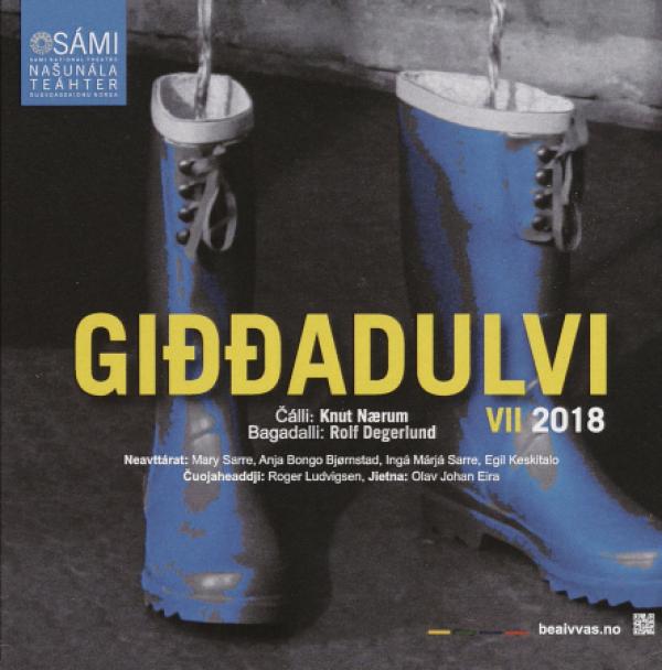 Forestillingsprogram for Beaivváš Sámi Nášunálateáhters produksjon "Giddadulvi VII / Vårflom VII " (2018). 