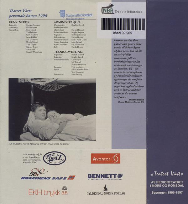 Forestillingsprogram for Teatret Vårts produksjon Lasso rundt fru Luna (1996).