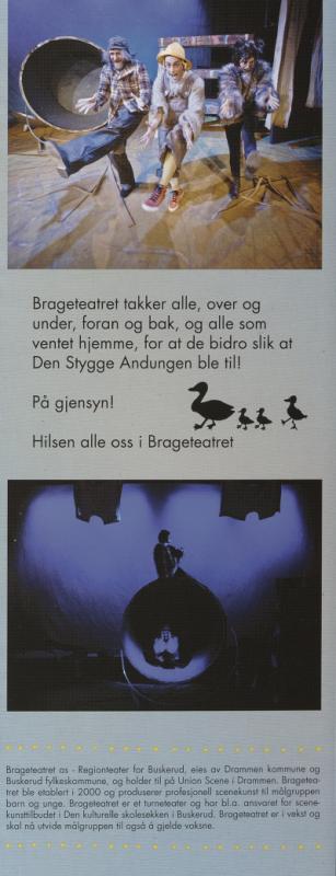 Program fra Brageteatrets produksjon  Den stygge andungen (2012)