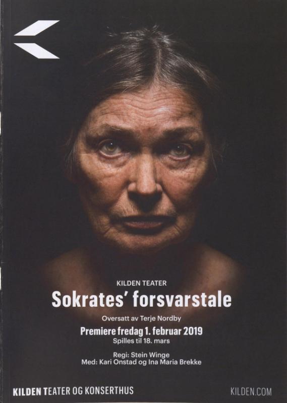 Forestillingsprogram for Kilden Teaters produksjon Sokrates' forsvarstale (2019)
