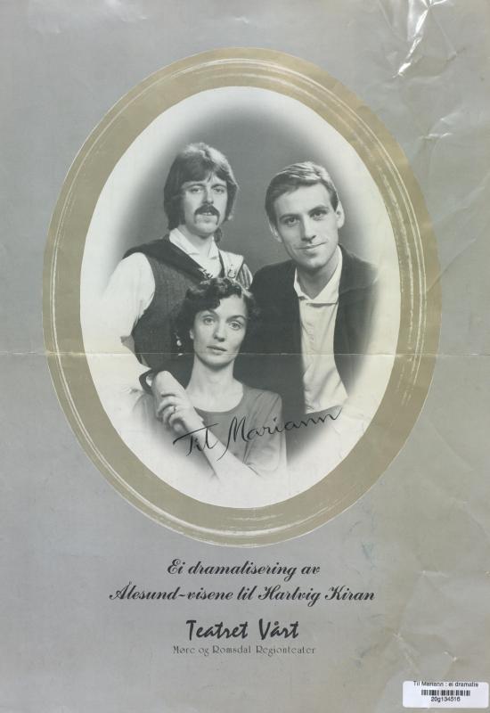 Forestillingsprogram for Teatret Vårts produksjon Til Mariann (1980)