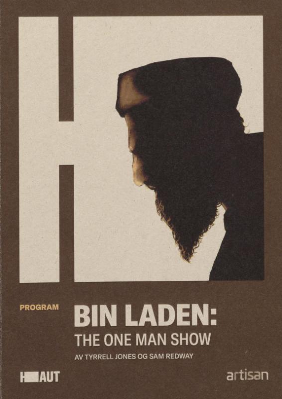 Forestillingsprogram til Haugesund Teaters produksjon Bin Laden: The One Man Show (2022).