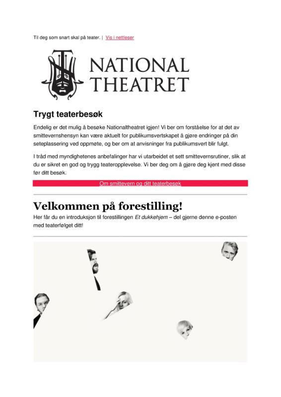Forestillingsprogram til Nationaltheatrets produksjon Et dukkehjem (2020 og 2024).