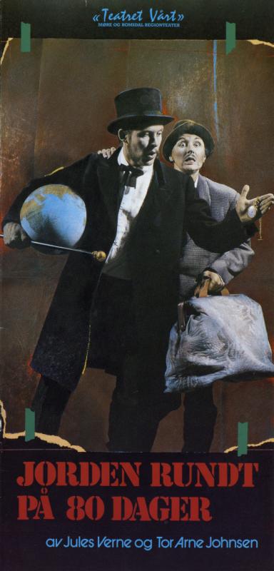 Forestillingsprogram til Teatret Vårts produksjon Jorden rundt på 80 dager (1989)