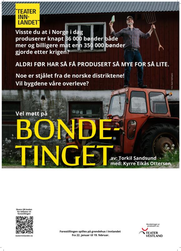Plakat fra Teater Vestlands produksjon Bondetinget (2021).